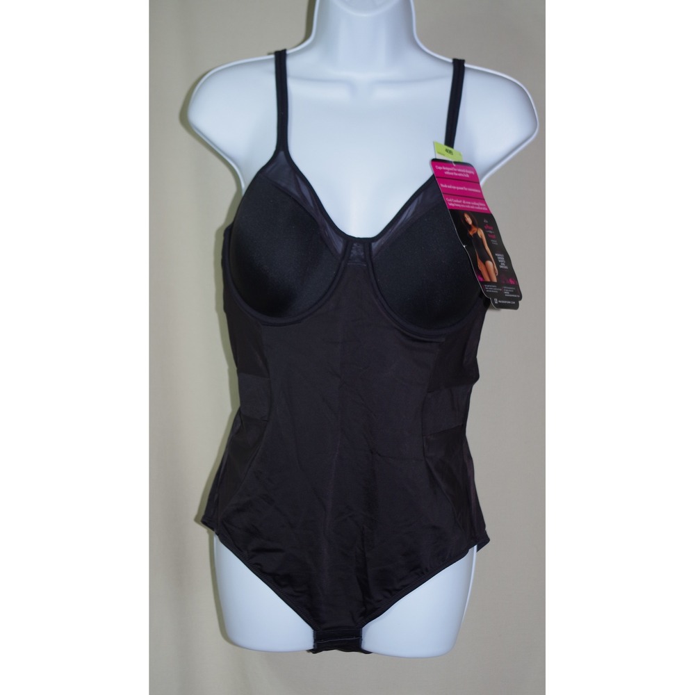 NWT Maidenform 40B Cool Comfort Black Firm Control Bodysuit Shapewear